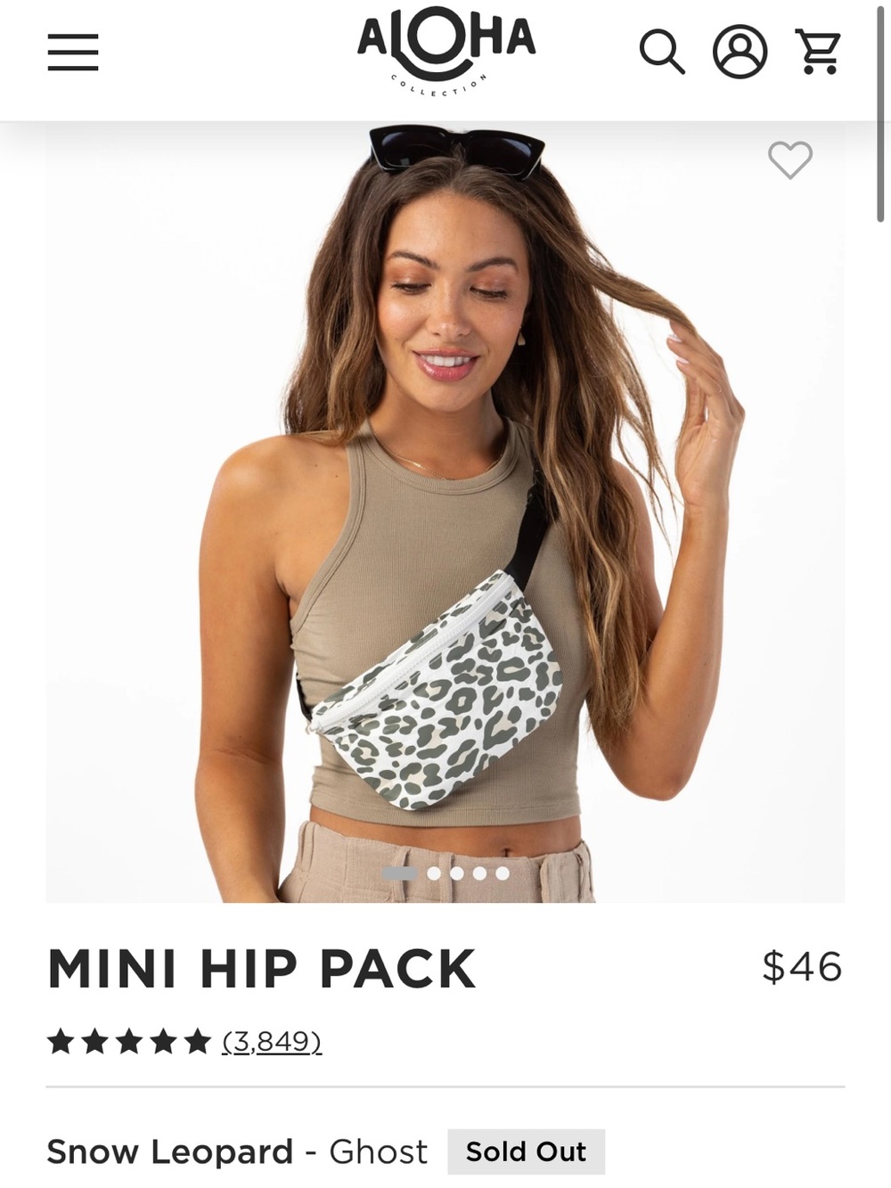 NWT ALOHA Collection Mini Hip Pack Snow Leopard Ghost